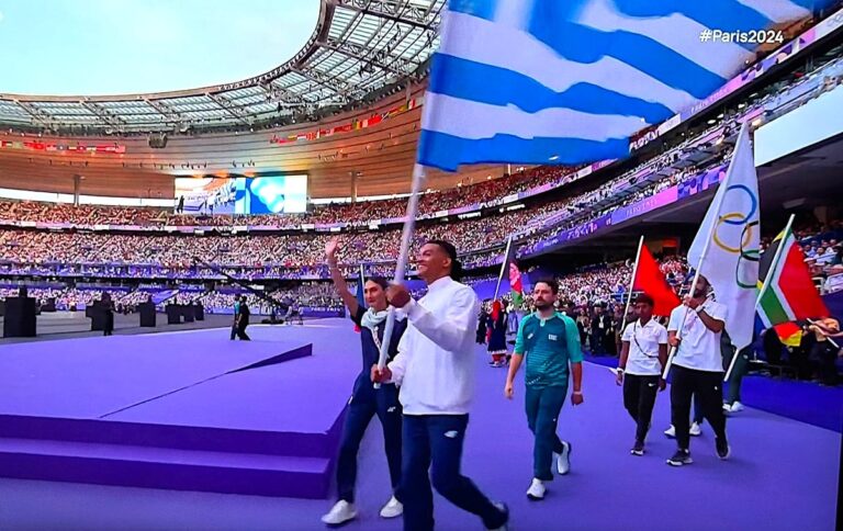 Greece Opening And Closing Olympic Flag Bearer Ceremony